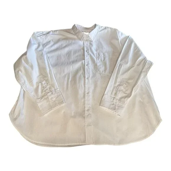 J Crew Womens Etienne Oversized Fit Long Sleeve Top~Size 2X~White Oxford NWT - Picture 8 of 11